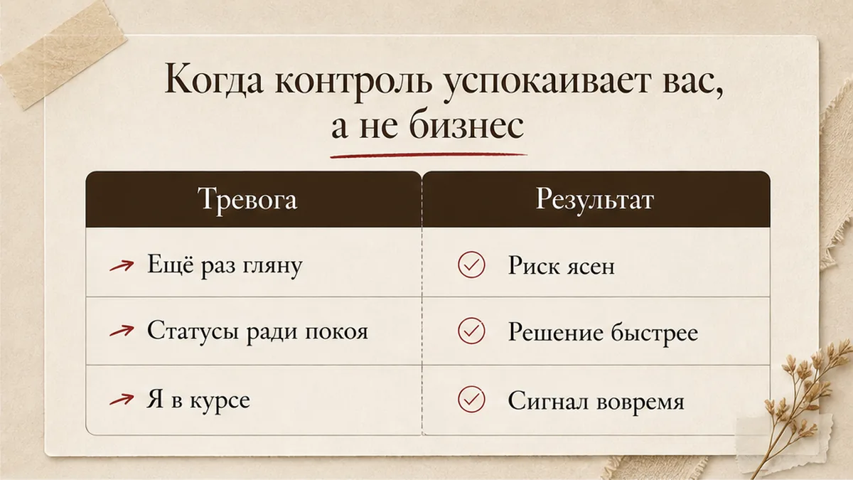 Таблица: тревожный контроль шагов против контроля результата и границ