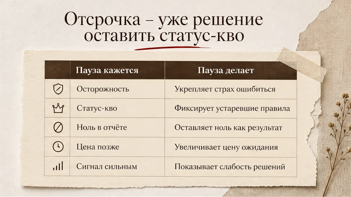 Таблица: что кажется паузой и что она уже делает в системе