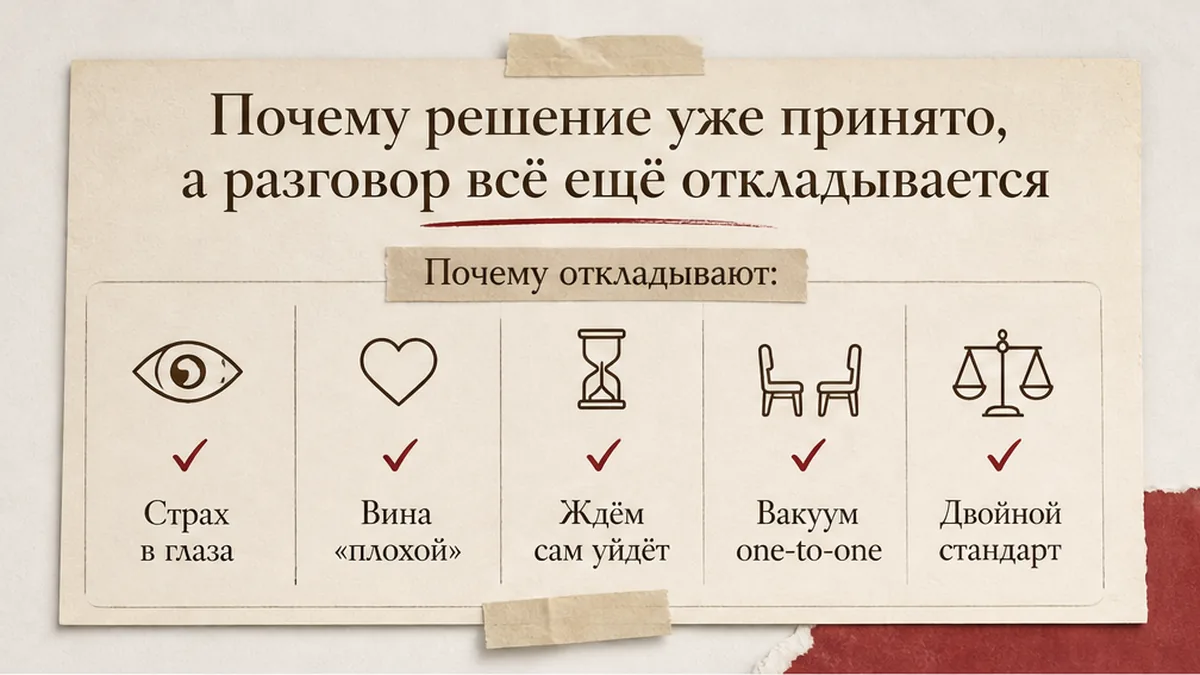 Причины, по которым руководитель откладывает разговор об увольнении, хотя решение уже созрело