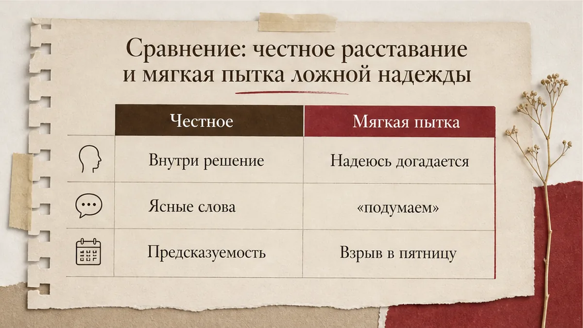 Сравнение честного расставания и затягивания с ложной надеждой при увольнении