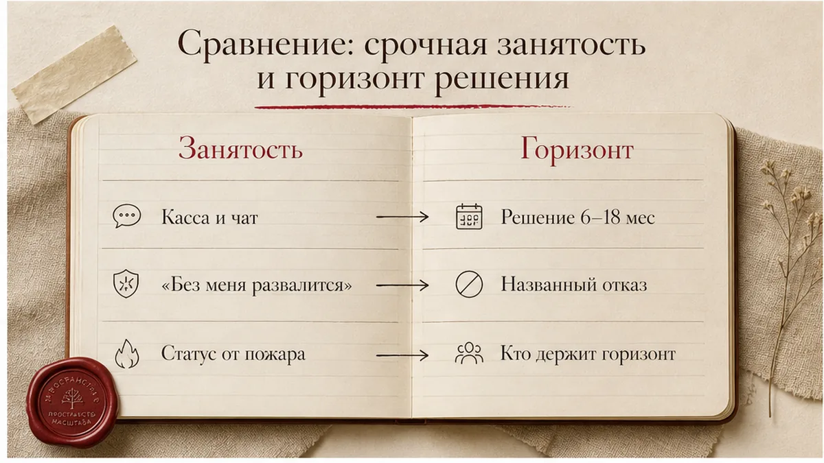 Сравнение: срочная занятость кормит статус, горизонт решения требует названного отказа